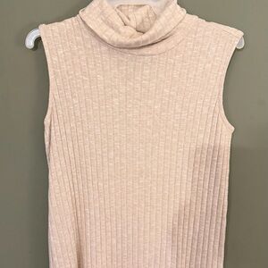 new directions Sleeveless Ribbed Cowl Neck Sweater - Cream